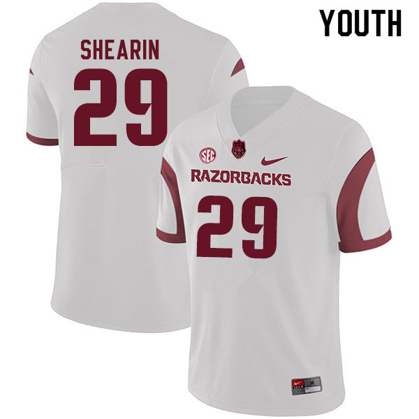 Youth #29 Asa Shearin Arkansas Razorbacks College Football Jerseys Sale-White - Click Image to Close